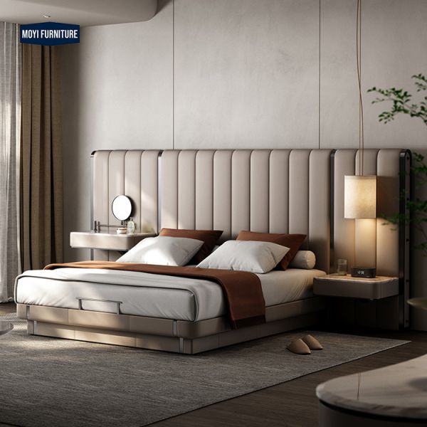 Sample Soft Bed Master Bedroom Light Luxury Dressing Table Bedside Table Integrated Bed Modern Villa Italian High End Authentic Furniture