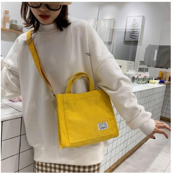 Fashion Crossbody Corduroy Tote Bag With Adjustable Strap with Customized Logo