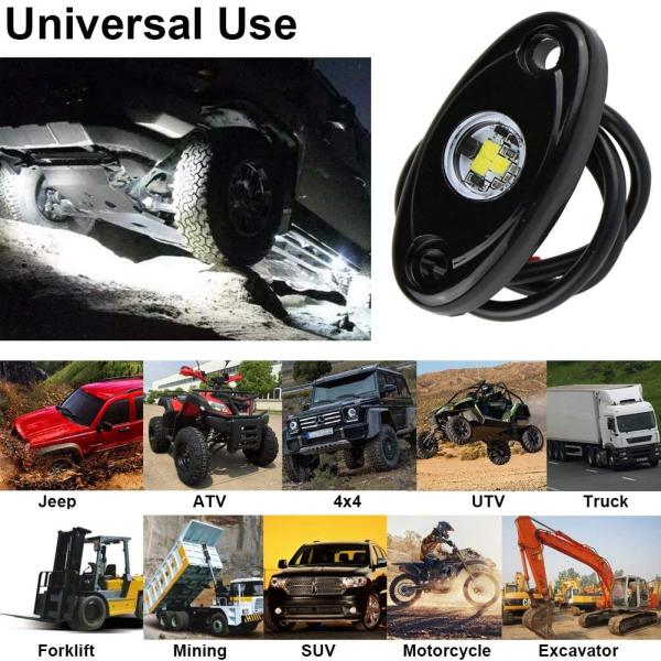 Led Rock Lights Kit 6 Pods 9W Underbody Glow Led Lights For Jeep Truck Car Off Road ATV SUV Boat White Waterproof