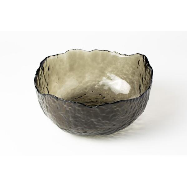Smoked Extra Large Glass Kitchen Wares 35 Oz Irregular Glass Salad Serving Bowl