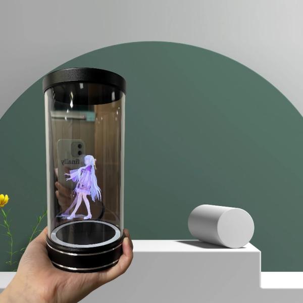 5.5 /21.5/75inch hologram cylinder box 3d hologram cylinder ai interactive For Display Museum