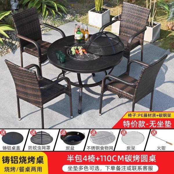 Outdoor Cast Aluminum BBQ Table And Chairs Set Seats 2-10 People