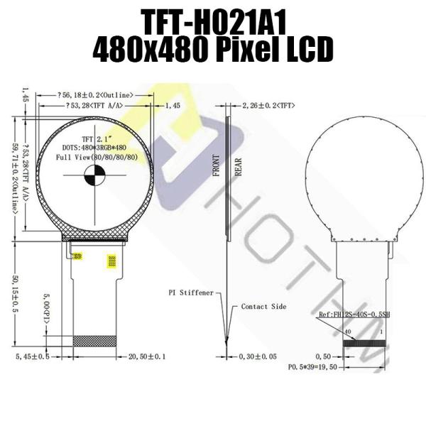 2.1inch TFT LCD display IPS round 480x480 capacitive touch screen ST7701S
