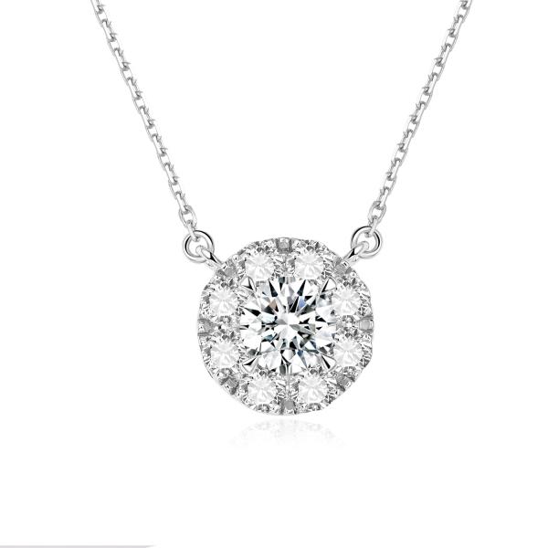 Классический 18-картовый золотой лаборантный бриллиантовый подвесок Белый лаборантный бриллиантовый подвесок Классические ювелирные украшения Круглое кольцо подвесок