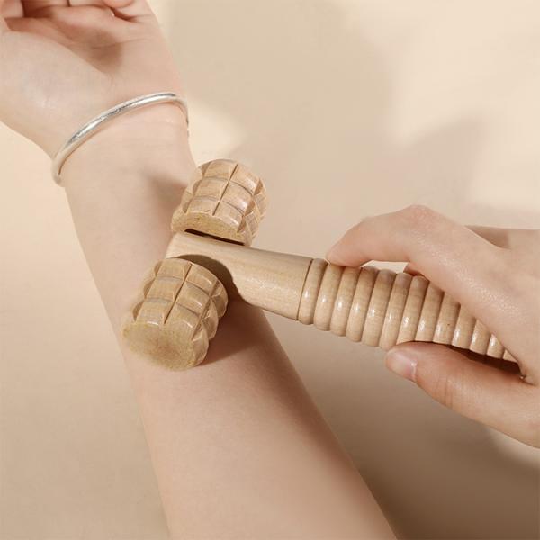 Logo Engrave Wooden Face Roller for Face Wood Therapy Natural Wood Customized Service