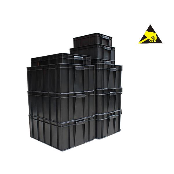 Esd Container Permanent Antistatic Black Esd Plastic Electronic Tote Conductive Carrying Caseesd Storage Box With Lid