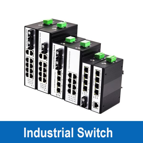 DIN Rail 5 - 24 Port Industrial Ethernet Switch Gigabit PoE+ SC SFP Fiber Uplink