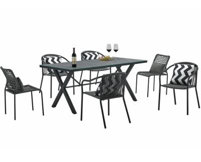 Terrace W1400mm D800mm Table Rattan Garden Dining Set Hand Make Weaving