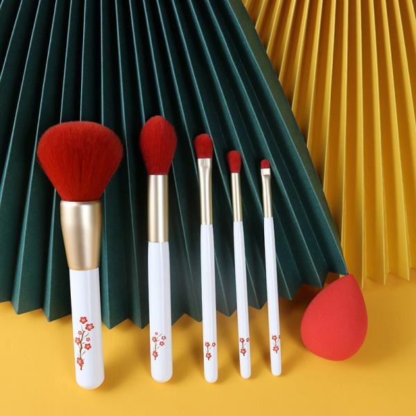 Special Flower Pattern 5PCS Travel Makeup Brush Personalized For Powder Eyeshadow