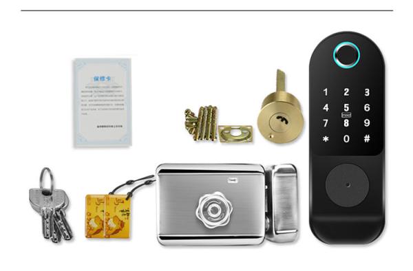 Security Fingerprint Smart Door Lock DC6V Black Nickel For Apartment