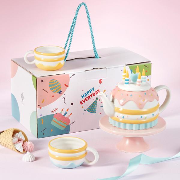 Ceramic Teapots Set For Daily Use With Safety Design As Bithday Gift Decoration
