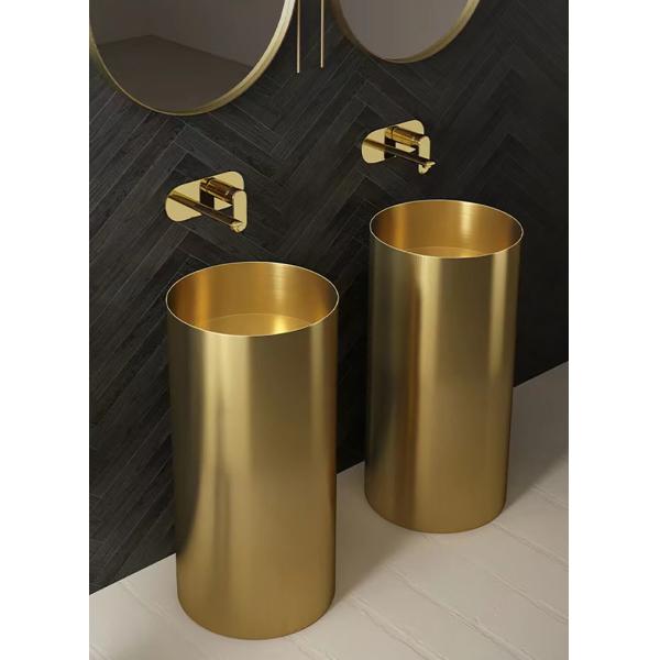 Luxury Metal Sink Pedestal , Freestanding Pedestal Basin Stainless Steel 304 Material