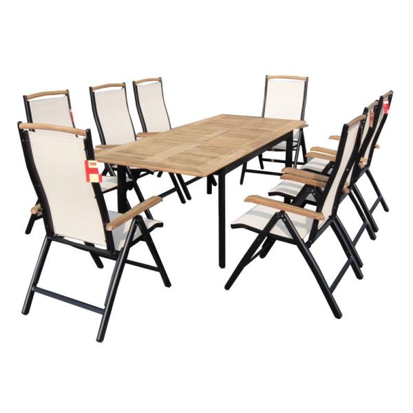 Modern Aluminum Teakwood Table and Chair for Garden