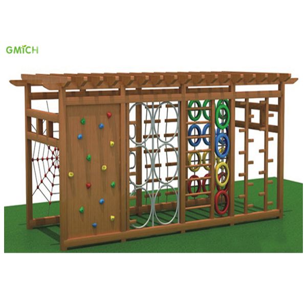 Outdoor Amusement Park Wooden Playground Structures Anti Static EU Standard
