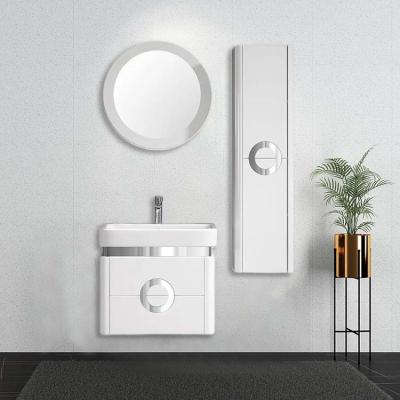 SONSILL PVC Bathroom Cabinets With Round Mirror Wall Mounted