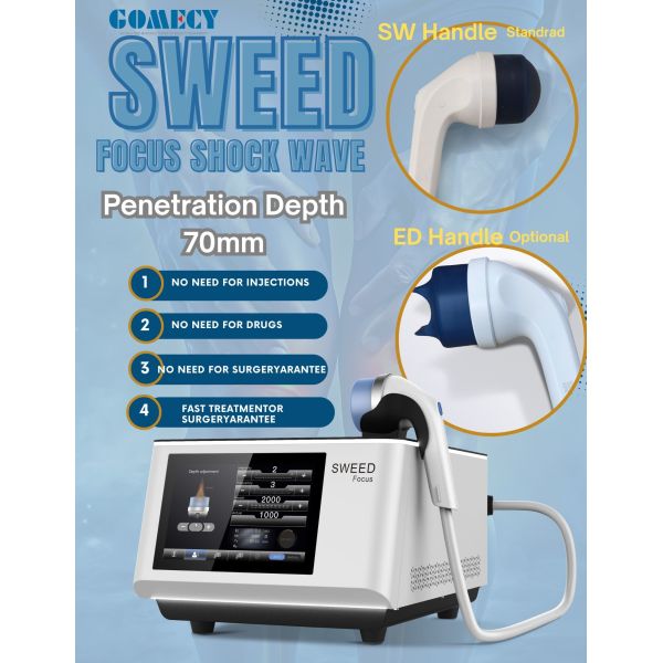 Focus Shock Wave Portable Class I Medical Physiotherapy ESWT Shockwave Therapy Machine For Pain Relief Beauty ED