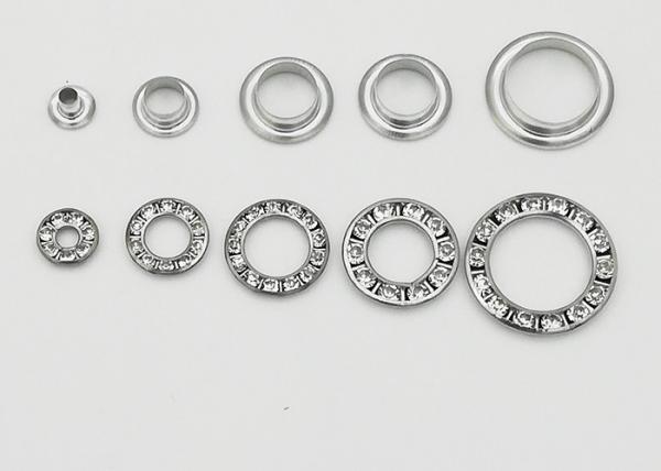 Round Metal Eyelet Rings With Rhinestone , Copper Grommets Eyelets Elegant