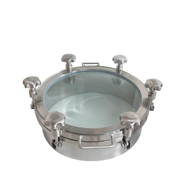 304 316 Tank Manway Water Manhole Cover With Sight Glass 300mm-600mm