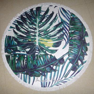 2017 New small MOQ cheap price custom print microfiber beach towel round