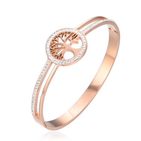 OEM ODM 14k Gold Plated Bracelet Stainless Steel Full Diamond Bangle