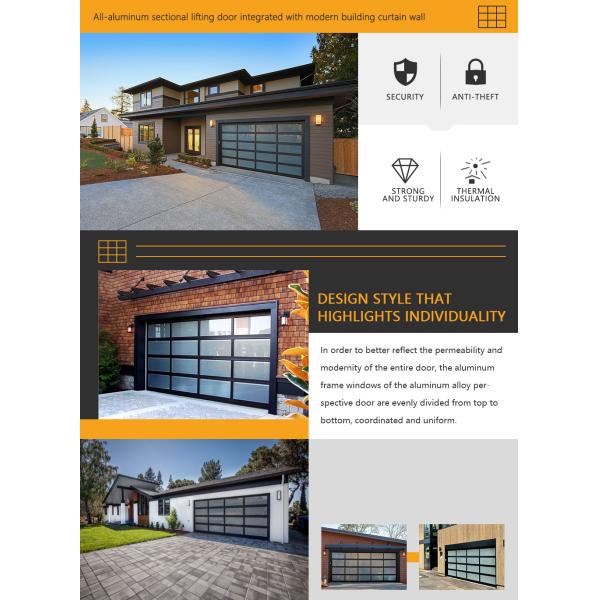 Звукоизоляция Алюминиевая секционная дверь Современная вилла Дом Стеклянный гараж
