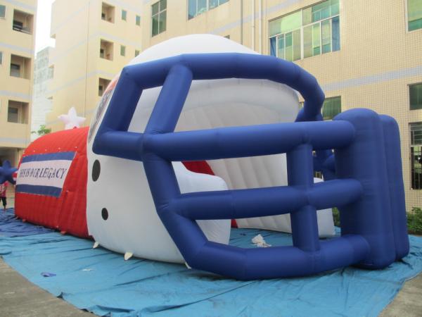 Outdoor advertising inflatable green football helmet tunnel