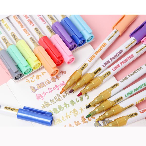 Double line outline pen 9 colors marker highlighter color marker fluorescence pen