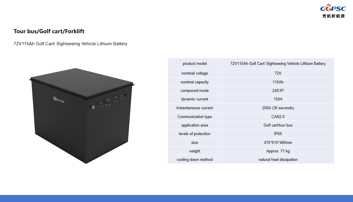 Batería de litio para carrito de golf/vehículo turístico de 72V115Ah