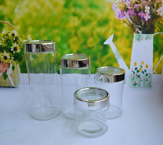 SET OF 4 PCS GLASS CANISTER