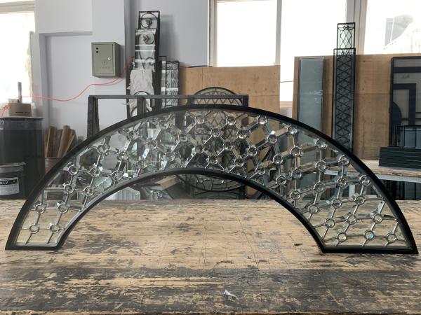 Special shape Decorative Beveled Door Glass  With Grey And Zinc Caming For U.S Clients