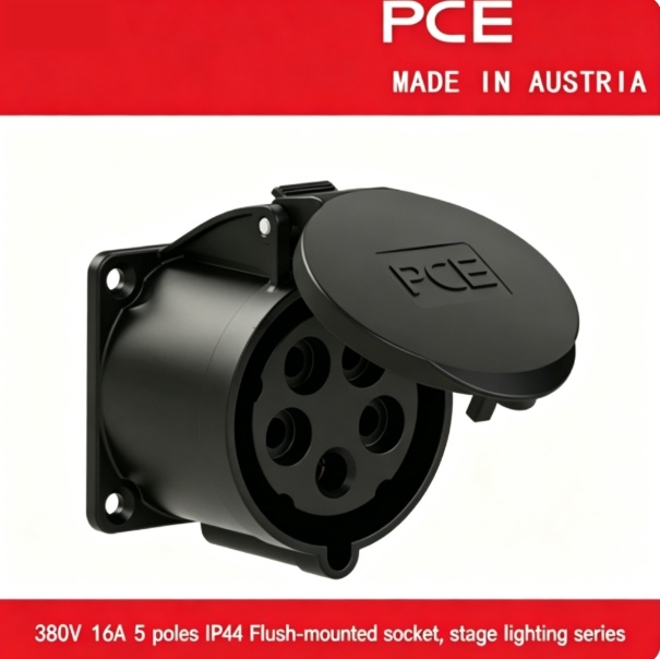 Austrian Imported PCE Brand Industrial Plug Socket and Connector with Plastic for Stage Lighting Series 380V 16A 5-Pin