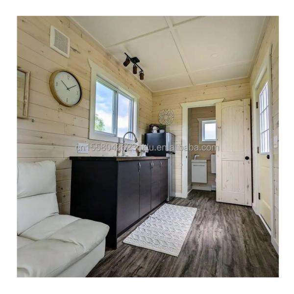 Casa de contenedores prefabricada residencial de 20 pies con pared de vidrio Villa de oficina y montaje de paquete plano de dos pisos