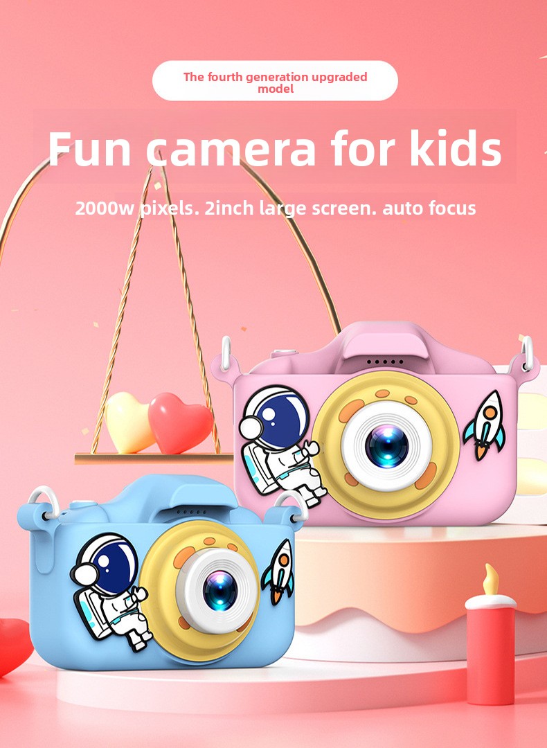 New Cartoon Children's Camera Capable Recording Full HD Video Dual-camera SLR Digital Camera Toy MicroSD Plastic Body 8x Filter