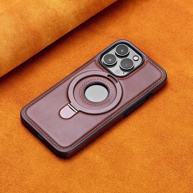 PU Leather Case with Holder Luxury Business Stand Cell Phone Protective Cover for iphone 16 15 14 13 Pro Max
