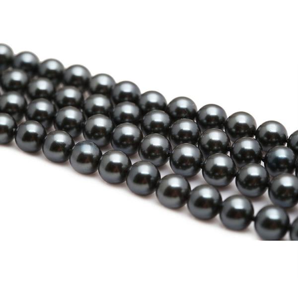 Luxury Black Round 8mm Shell Pearl Sweater Necklace 55 Inches (N08736)