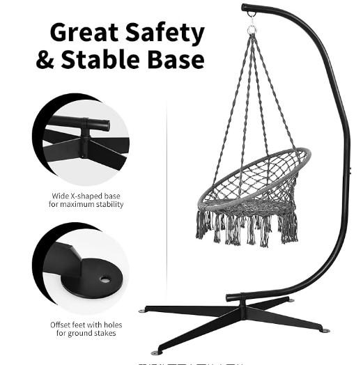 Relaxation Hammock Swing Chair Iron Tube Frame Up To 150kg Weight Capacity