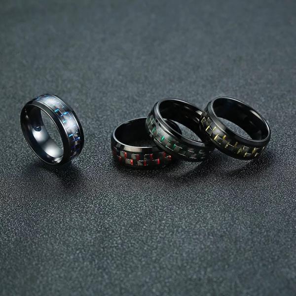 Special Luxury His And Hers Carbon Fiber Rings Carbon Fiber Stainless Steel Material