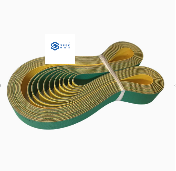 Rubber High-Speed Flat Belt , Woodworking Planer Transmission Conveyor Belt , Yellow -Green Endless Nylon Belt And Nylon Flat Belt Customization