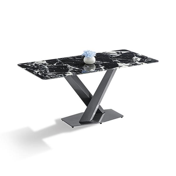 モダン焼結石ブラックチタンステンレス鋼ダイニングテーブル