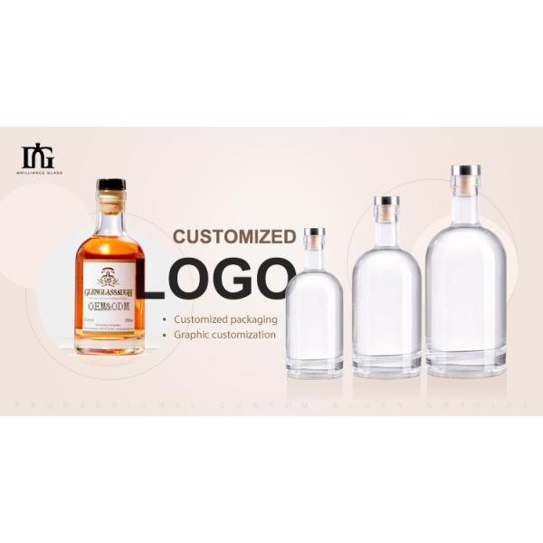 Engraving Surface Handling Glass Liquor Bottle 750ml 500ml for Whiskey Gin Vodka