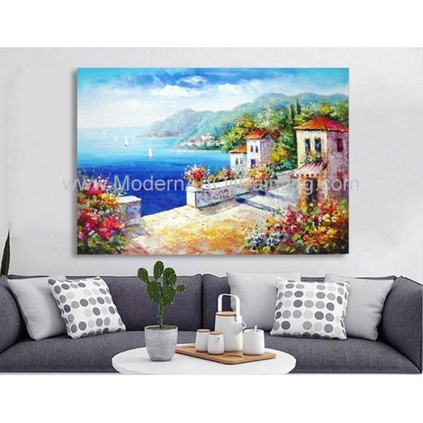 Гавань каникул картины маслом покрашенного вручную импрессионизма среднеземноморская