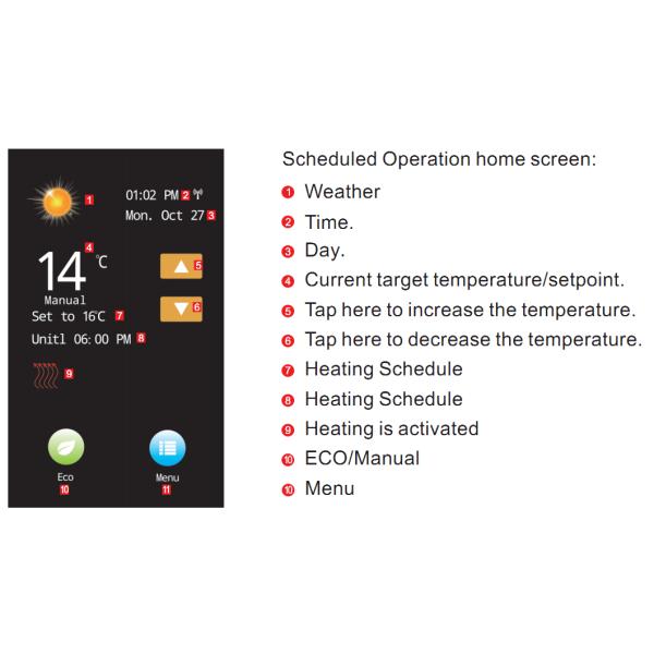 IP20 Touch Screen Underfloor Heating Thermostat 85-265V For Home , CE Standard