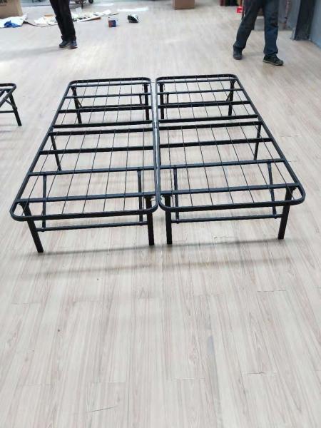 Smart Soft Mattress Iron Platform Black Foldable Queen-Size Bed Frame for Home and Hotel