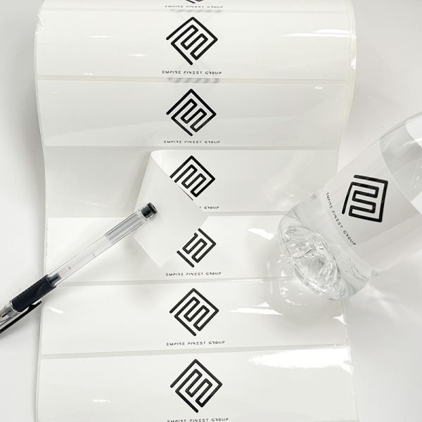 Customized Water Adhesive Vinyl Glass Jar Packaging Label Roll Black Logo Sticker Printed Design Candle Craft Photo Frame 500pcs