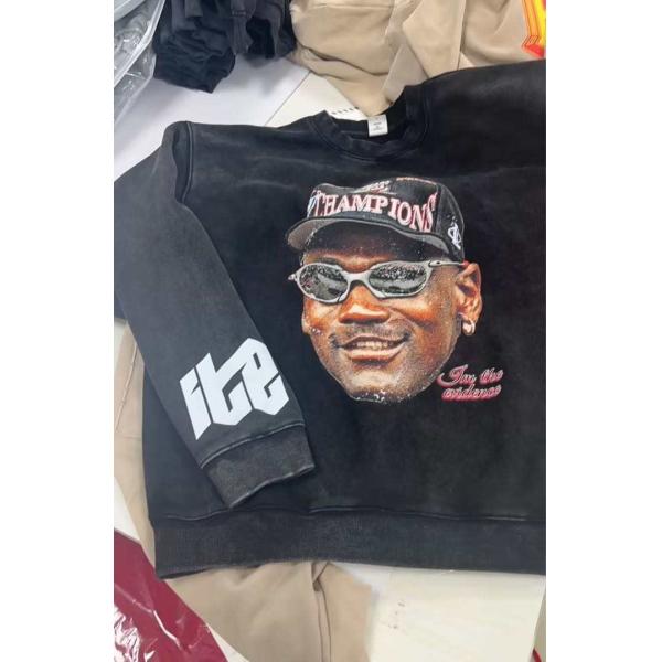 Mens Oversized Crewneck Sweatshirt DTG Printing Logo Acid Wash Distressed