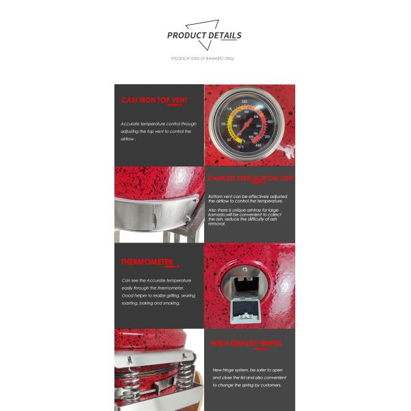 KIMSTONE Kamado Smoker 21inch Red and Black
