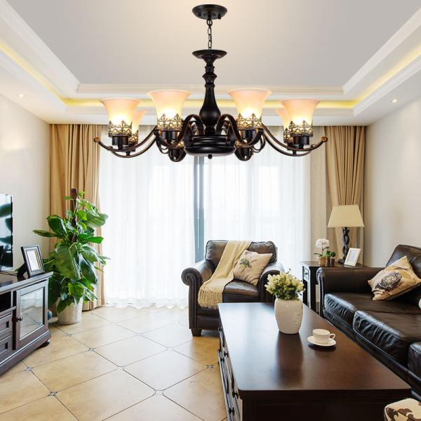 Black Iron works chandelier for indoor home lighting fixtures (WH-CI-105)