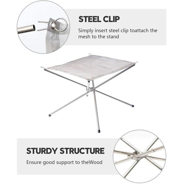Tabletop Bio Fire Pit Collapsing Steel Mesh Fireplace for Camping Backyard and Garden