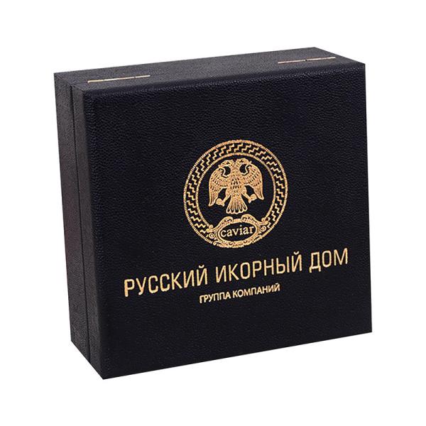Luxury MDF Leather Cardboard Caviar Gift Box Packaging With Foam Insert