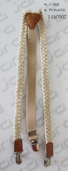 Beige Elastic Tape Mens Fashion Suspenders For Kids Nickel Steel Clip Available